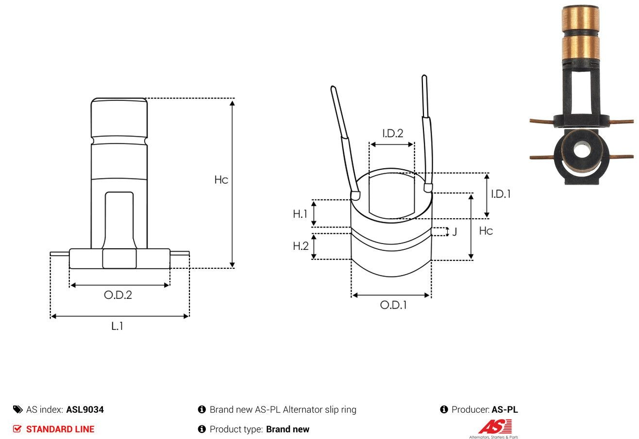 Colector de rotor de generador ASL9034 As-pl