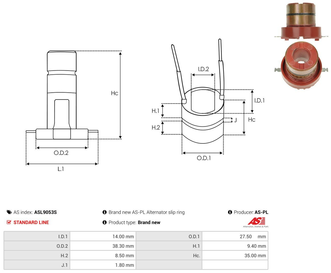ASL9053S As-pl Colector de rotor de generador