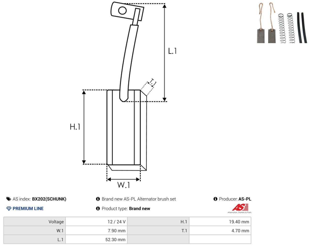 Escobilla de carbón, alternador para Volkswagen Passat B3, B4 3A2, 351, 312