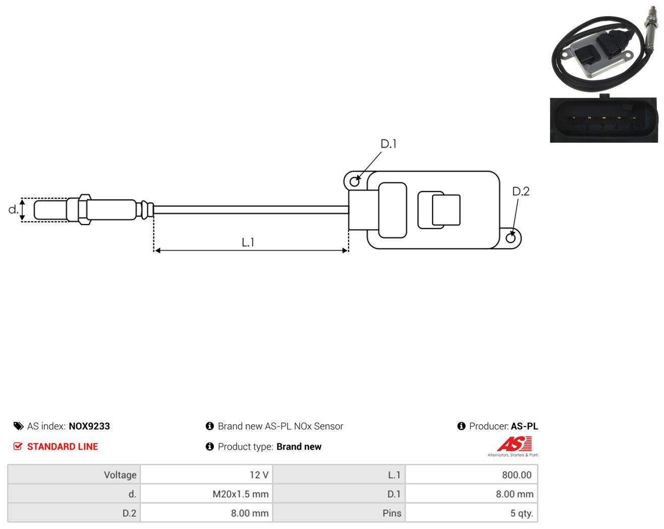 Sensor de óxidos de nitrógeno NOx 5WK96683D Continental/Siemens