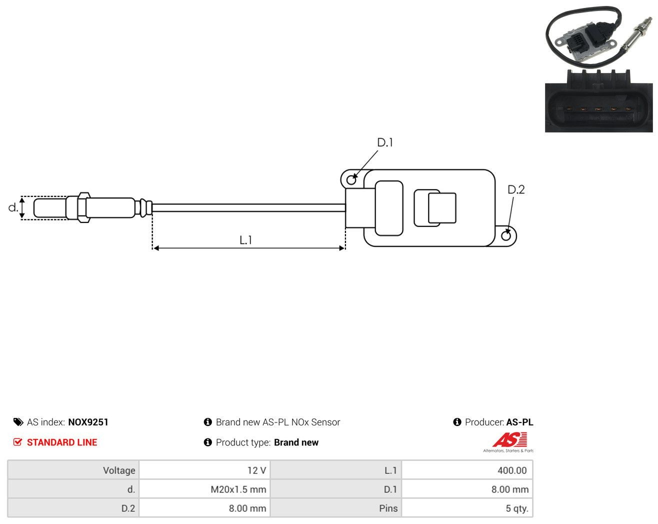 Comprar NOX9251 As-pl Sensor de óxidos de nitrógeno NOx delantero