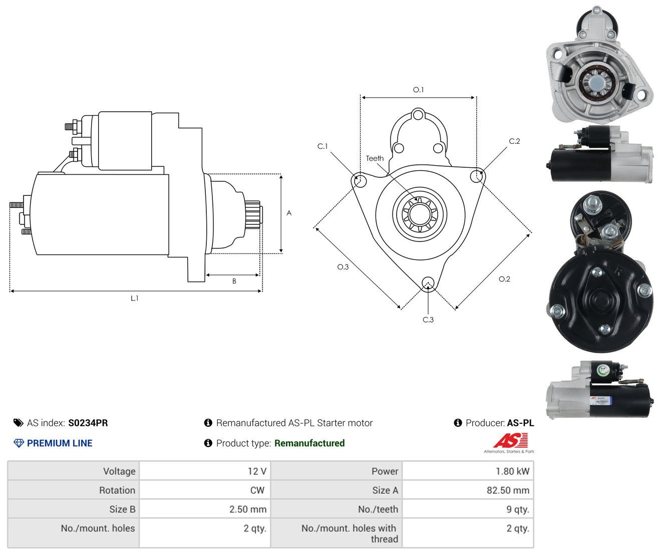 Comprar S0234PR As-pl Motores de arranque