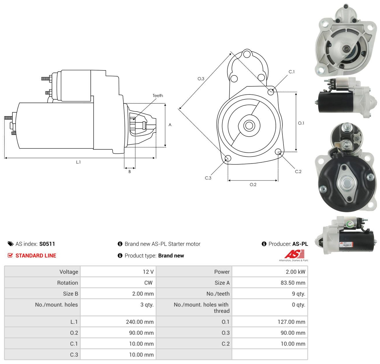 Motor de arranque S0511 As-pl