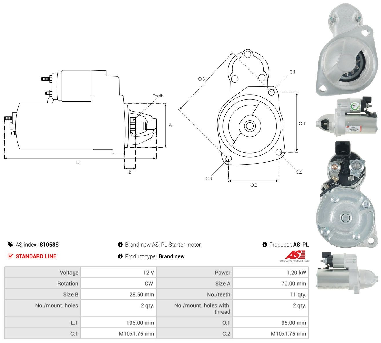 Burro de arranque  As-pl S1068S precio, desde 98,15 EUR