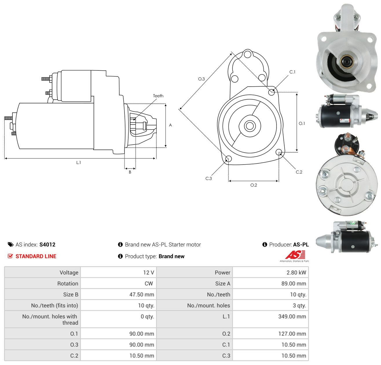 Burro de arranque  As-pl S4012 precio, desde 155,36 EUR
