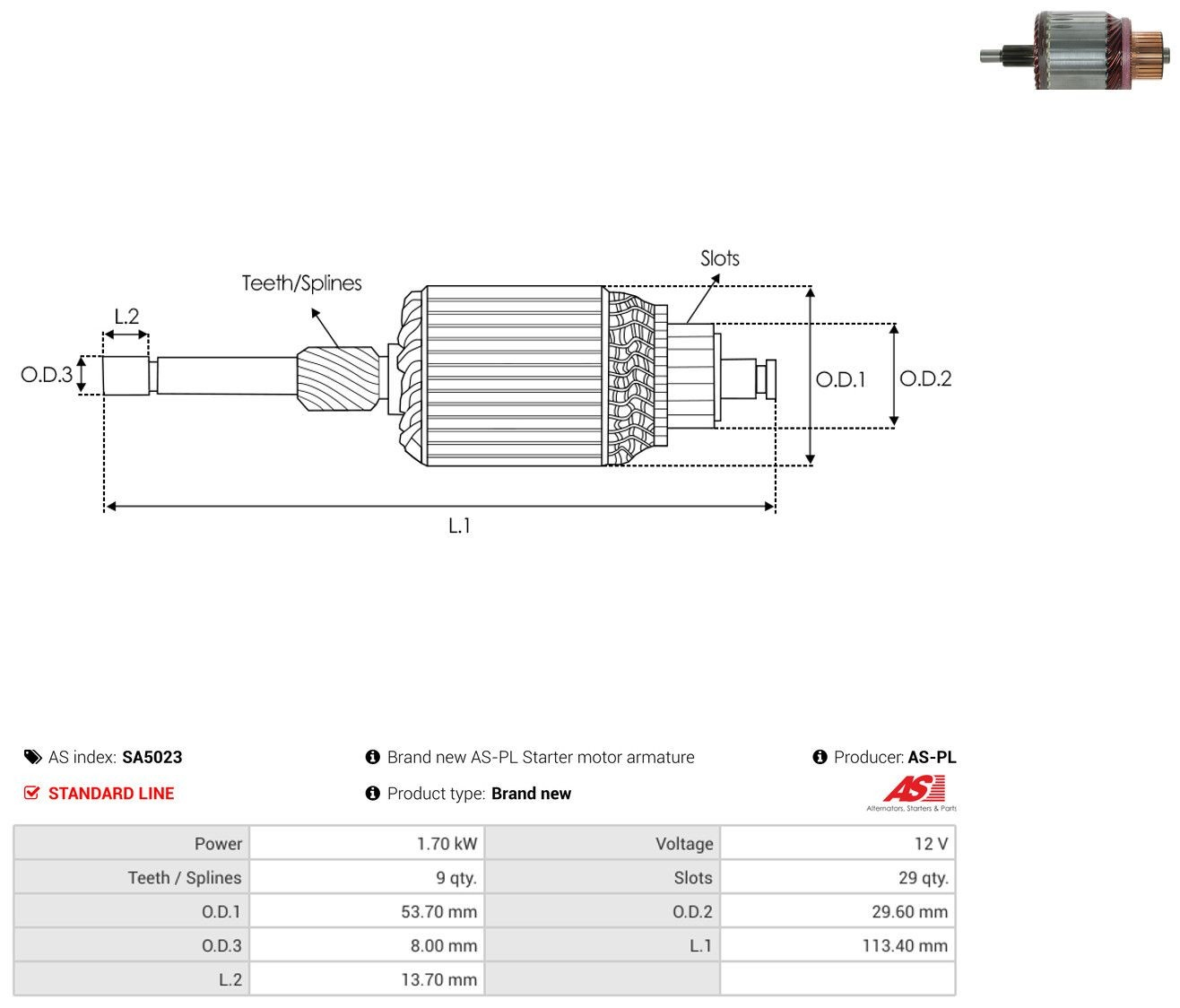 Inducido del motor de arranque As-pl SA5023 precio, desde 38,75 EUR