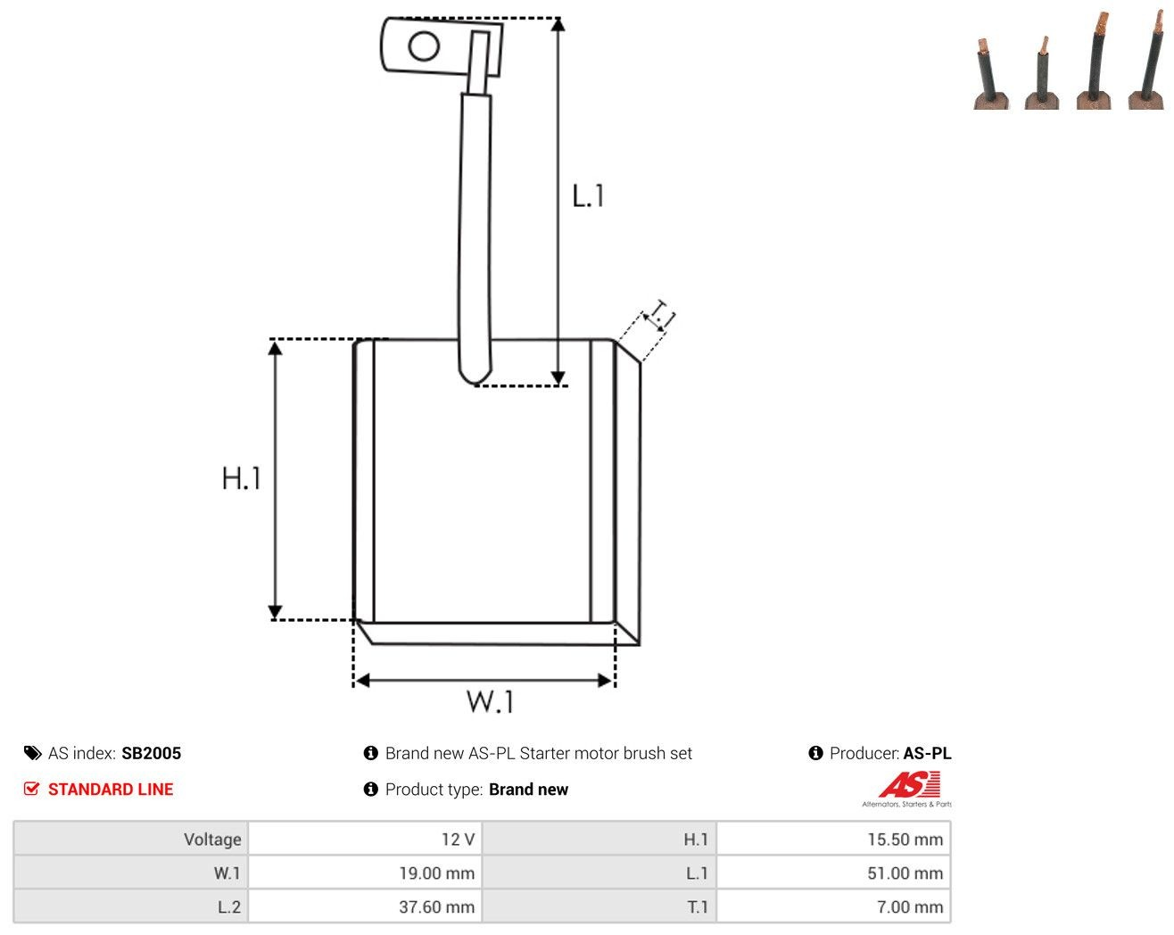 Escobilla motor de arranque para Nissan Sunny II N13