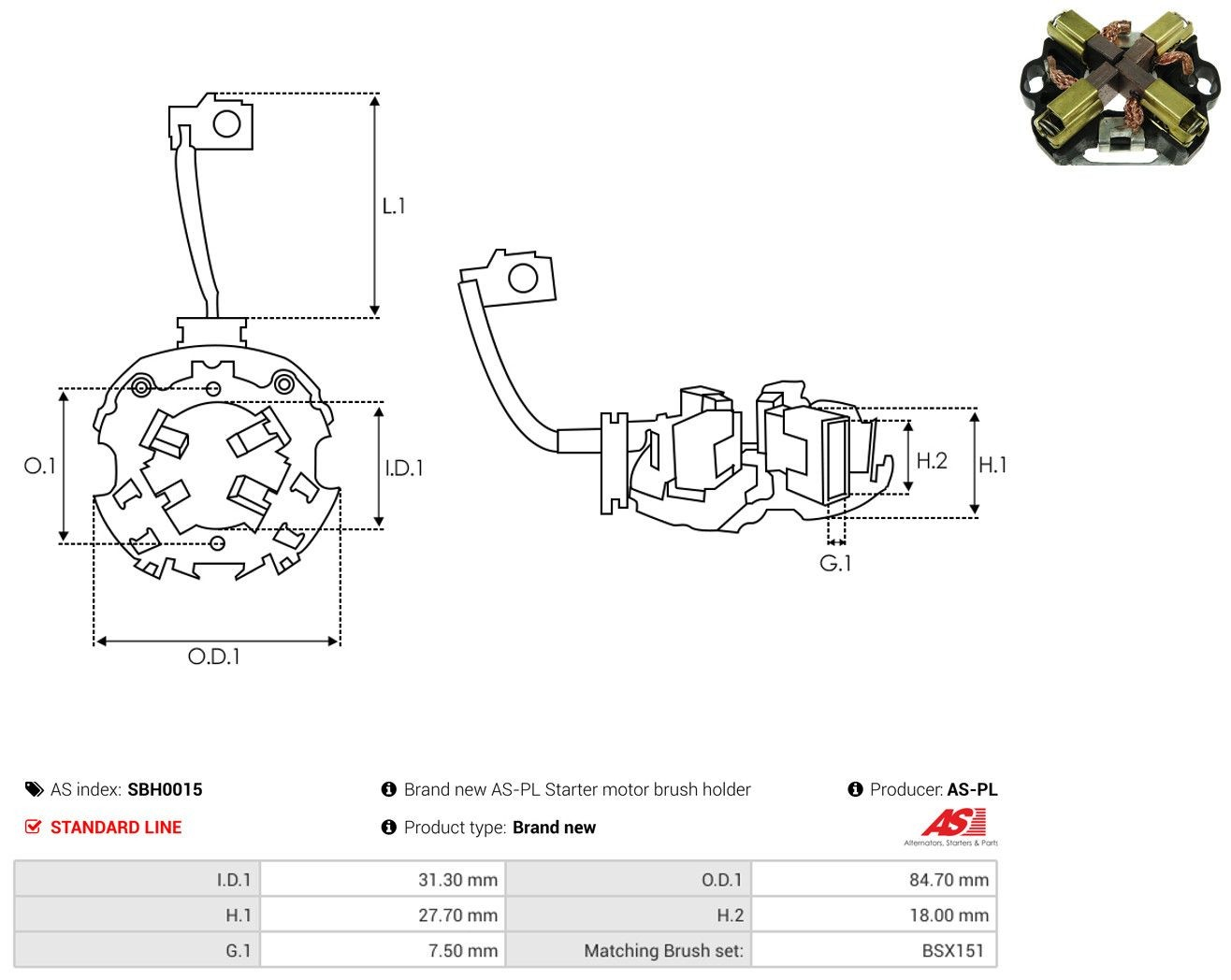 Soporte, escobillas de carbón, motor de arranque As-pl SBH0015 precio, desde 15,34 EUR