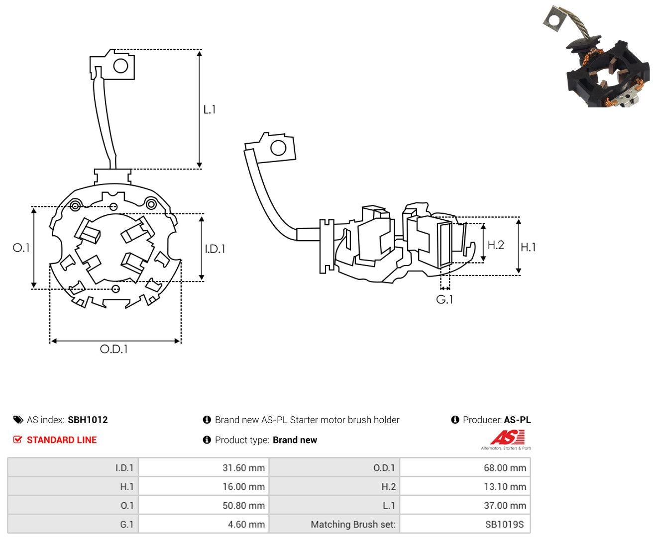 Soporte, escobillas de carbón, motor de arranque As-pl SBH1012 precio, desde 8,43 EUR