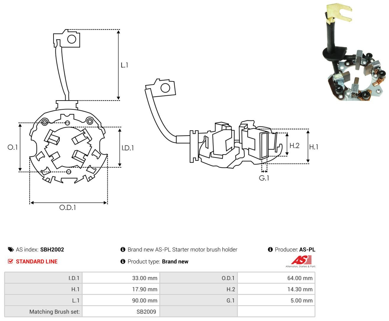 Soporte, escobillas de carbón, motor de arranque As-pl SBH2002 precio, desde 7,37 EUR
