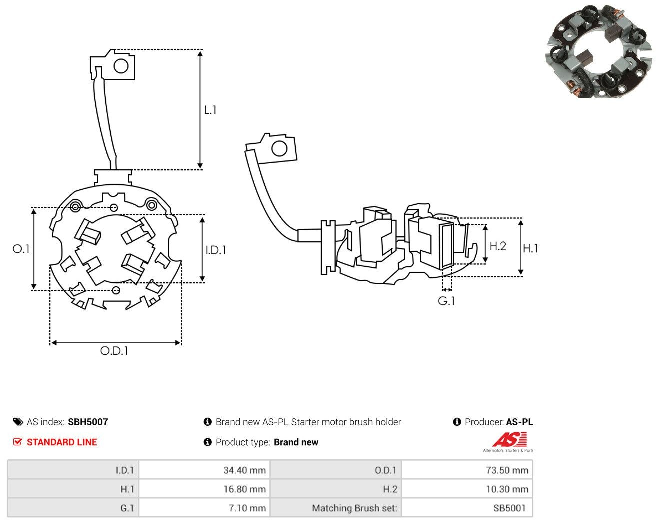 Soporte, escobillas de carbón, motor de arranque As-pl SBH5007 precio, desde 7,00 EUR