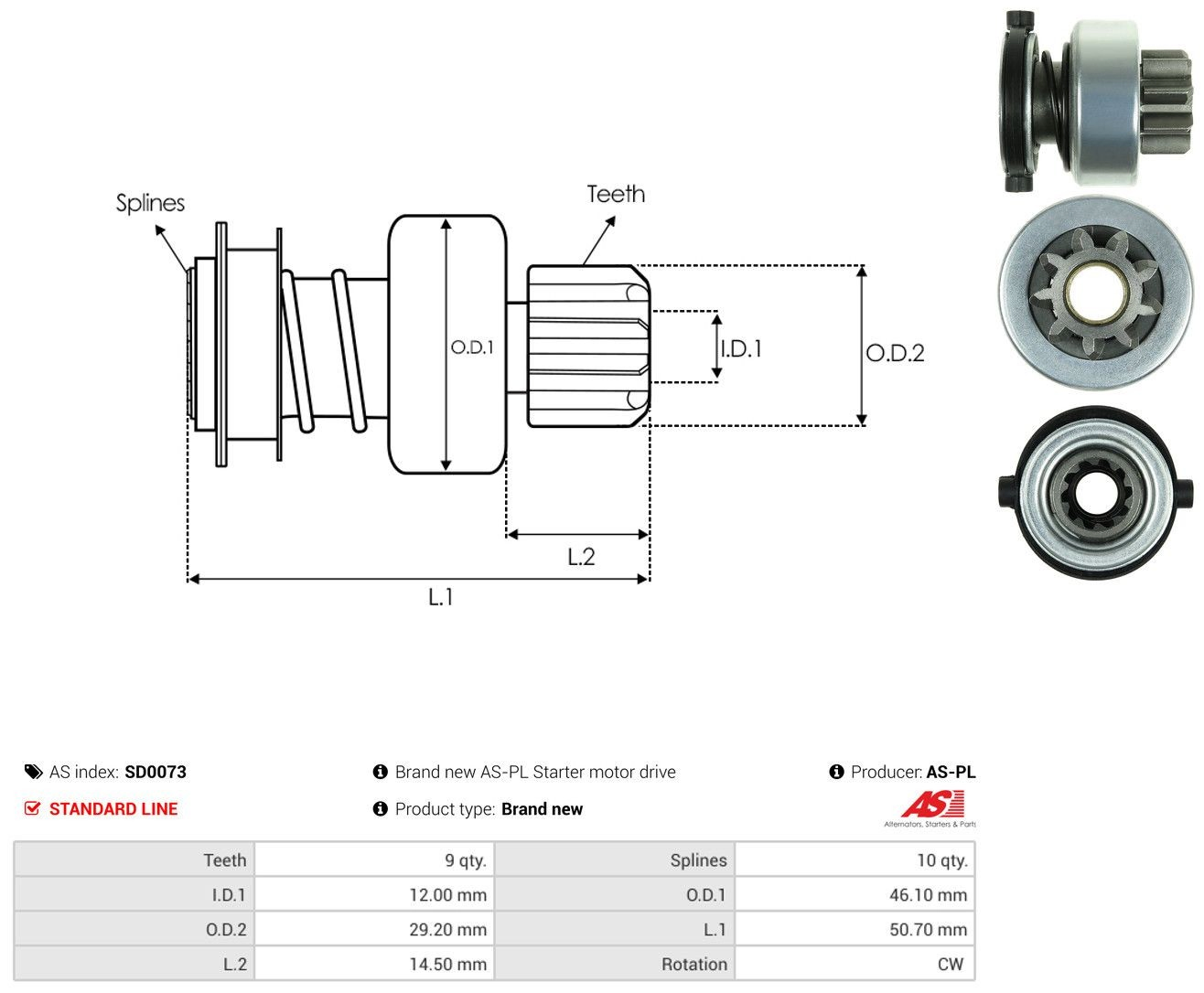 SD0073 As-pl Bendix motor de arranque