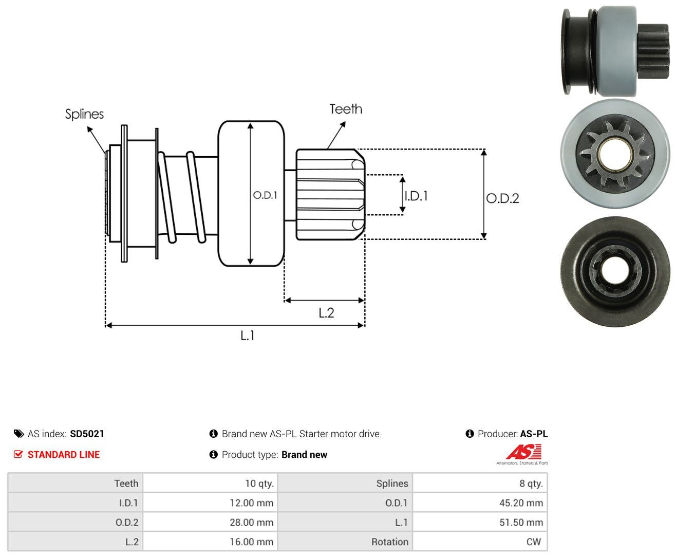SD5021 As-pl Bendix motor de arranque