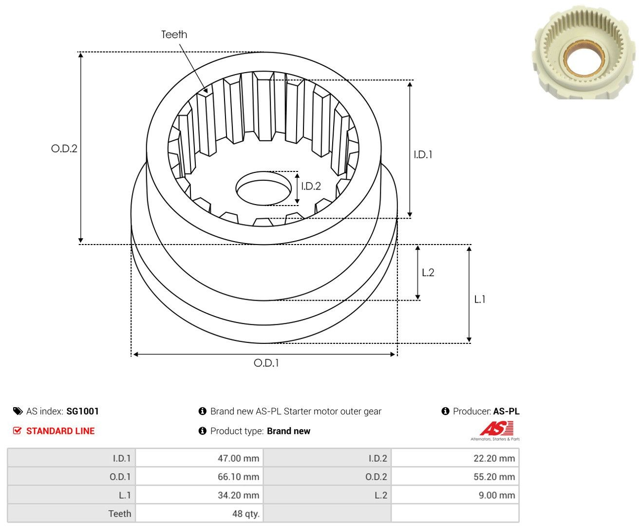 Engranaje planetario del reductor de arranque As-pl SG1001 precio, desde 3,49 EUR