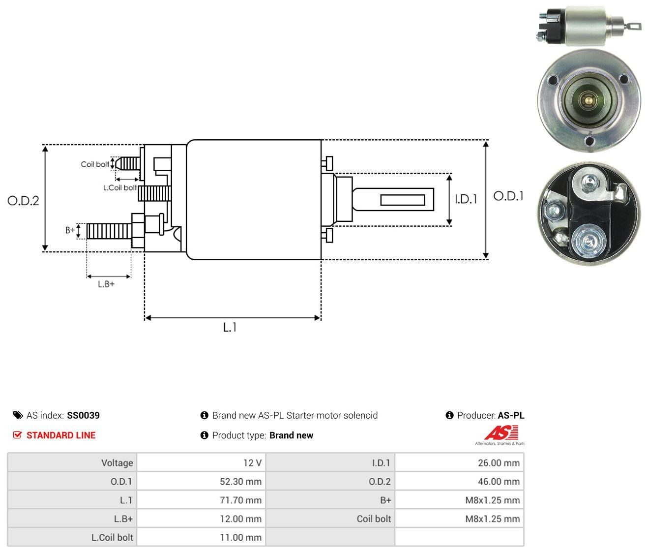 Solenoide de arranque SS0039 As-pl
