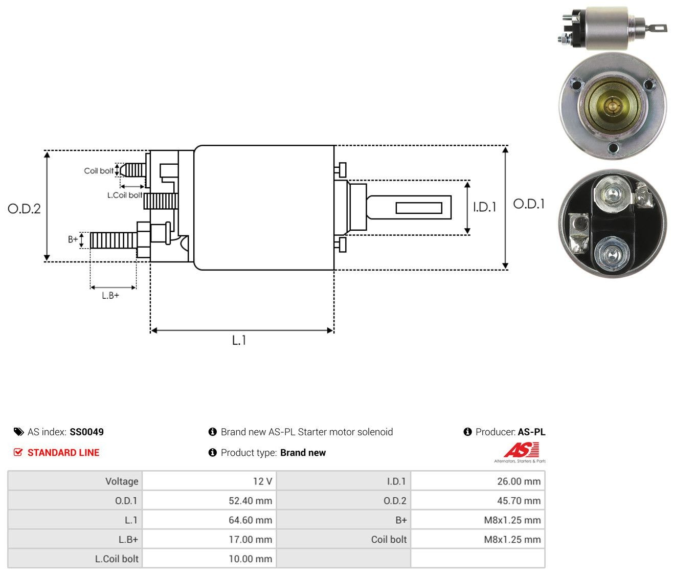  Solenoide de arranque Smart FORTWO 