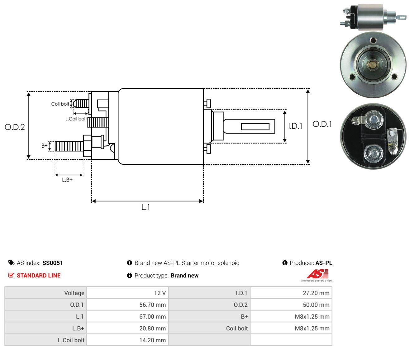 Solenoide de arranque SS0051 As-pl