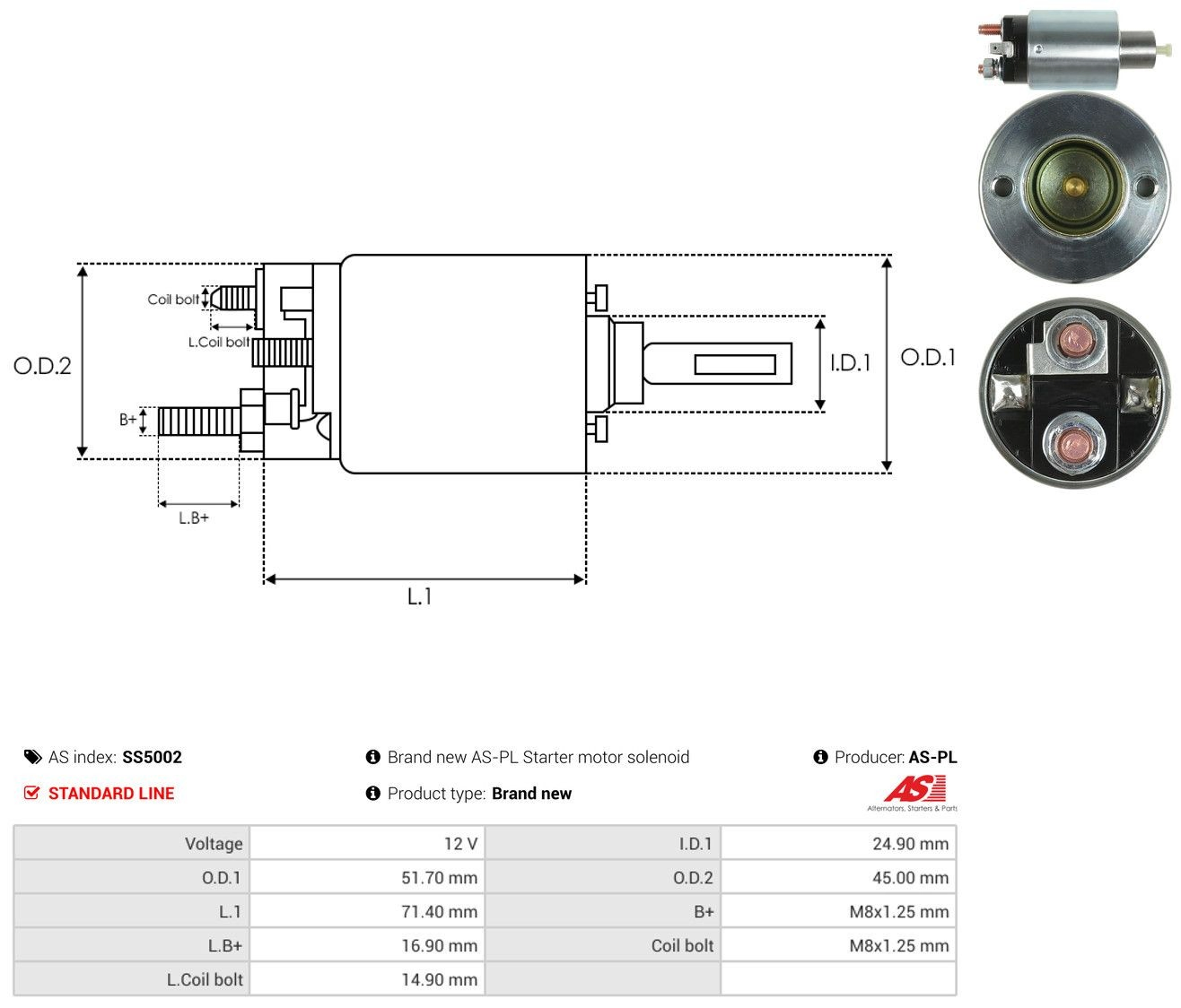 Solenoide de arranque SS5002 As-pl