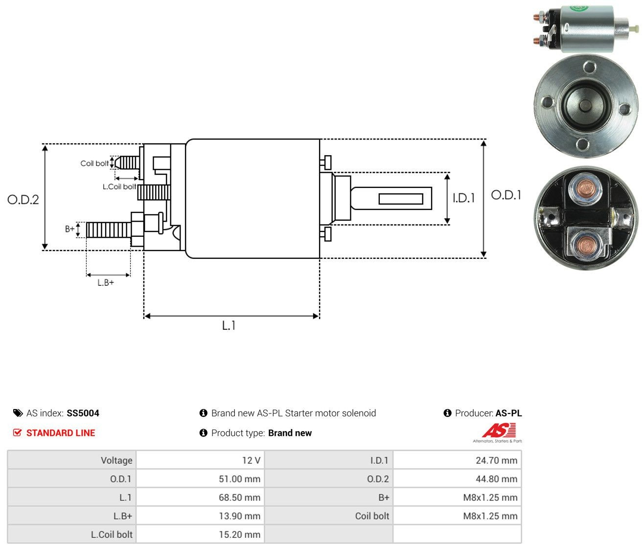 Solenoide de arranque SS5004 As-pl