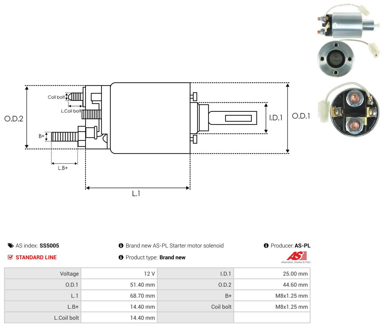 Solenoide de arranque SS5005 As-pl