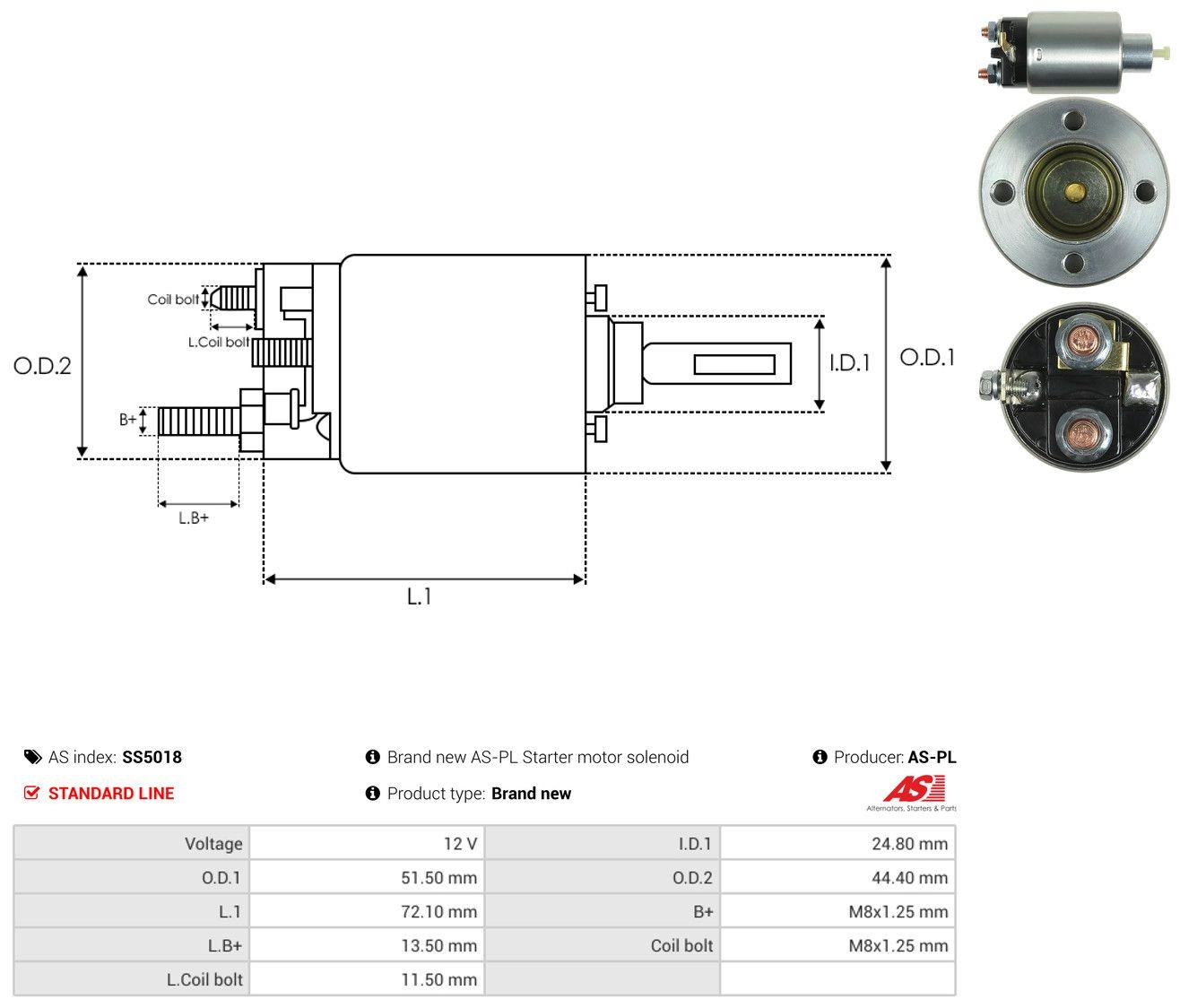 Solenoide de arranque SS5018 As-pl