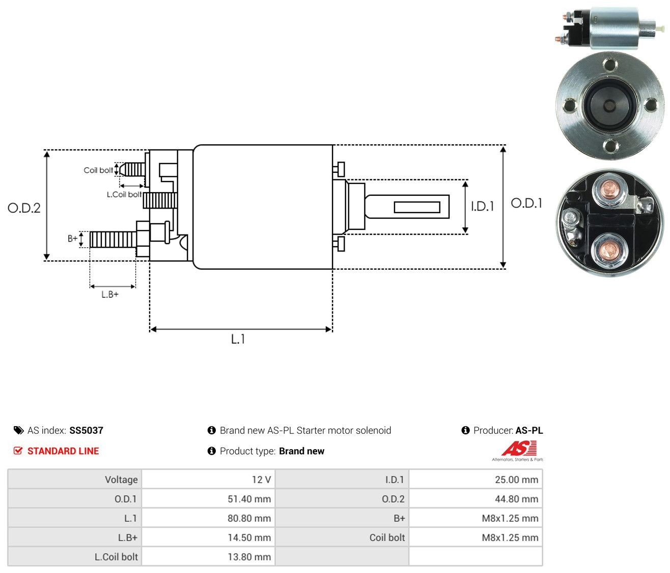 Solenoide de arranque SS5037 As-pl