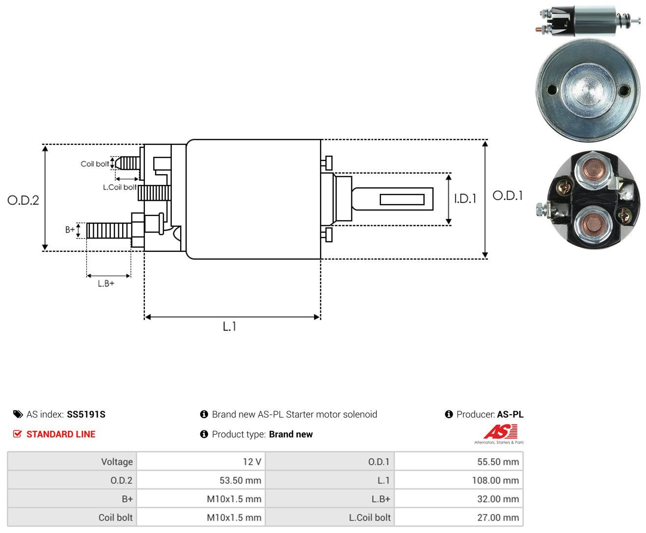 Solenoide de arranque SS5191S As-pl