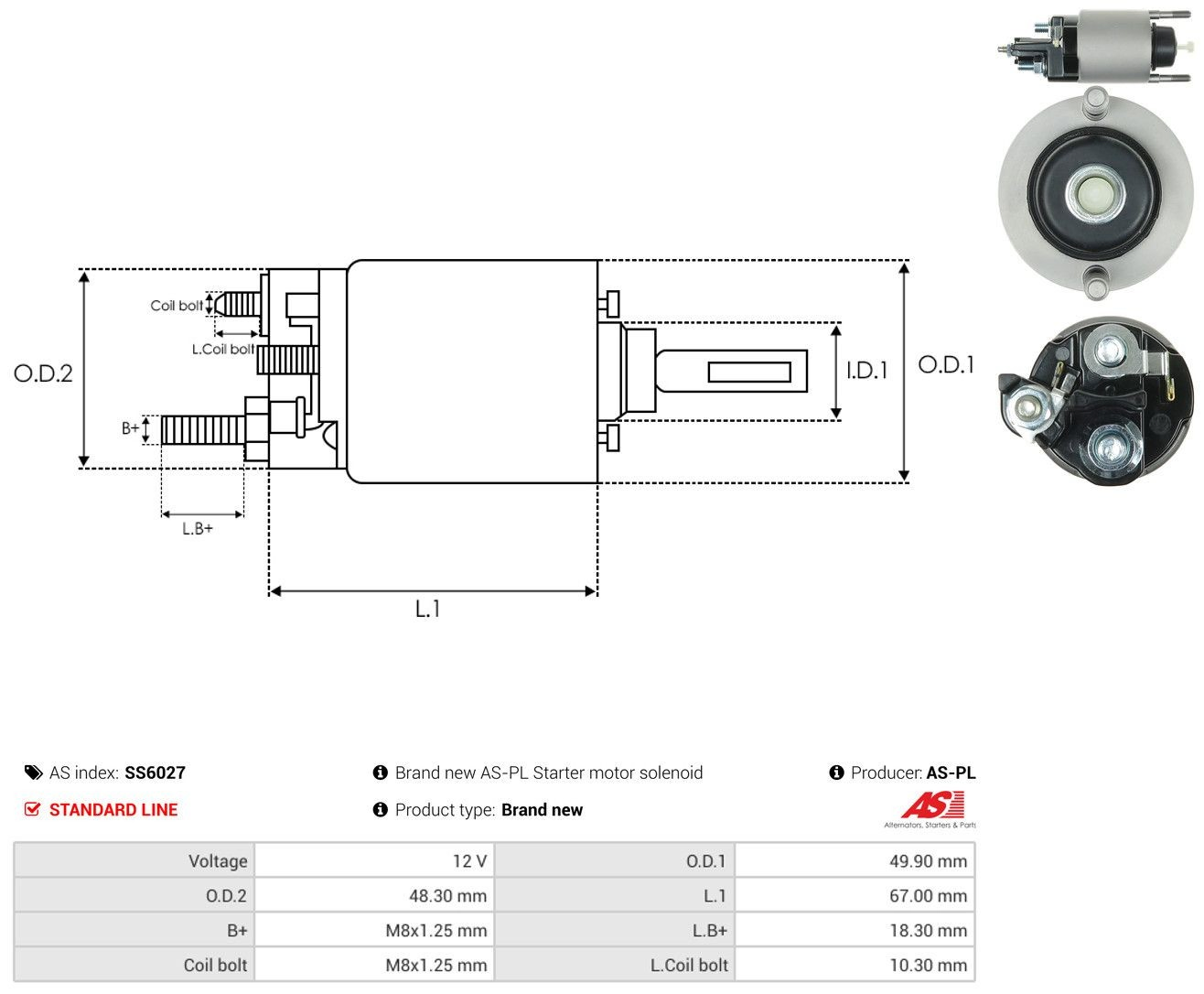 Solenoide de arranque SS6027 As-pl