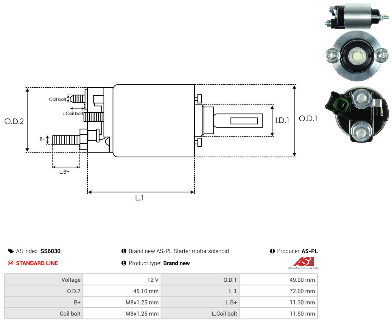 Solenoide de arranque SS6030 As-pl