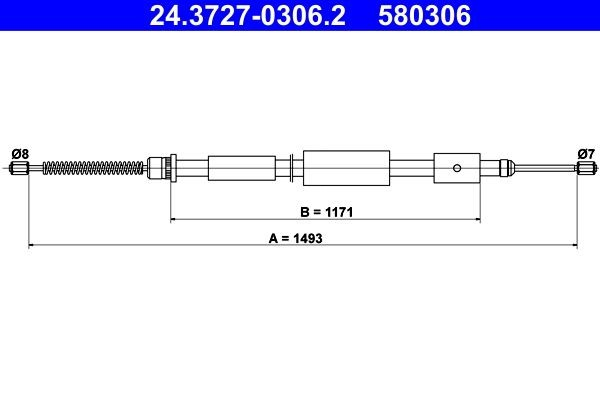  Cable de freno de mano trasero derecho Citroen ZX 