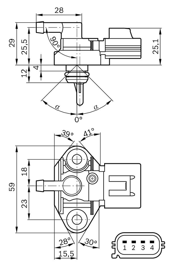Sensor de presión de combustible 0261230093 Bosch