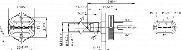 Sensor de presión de combustible 0261545053 Bosch