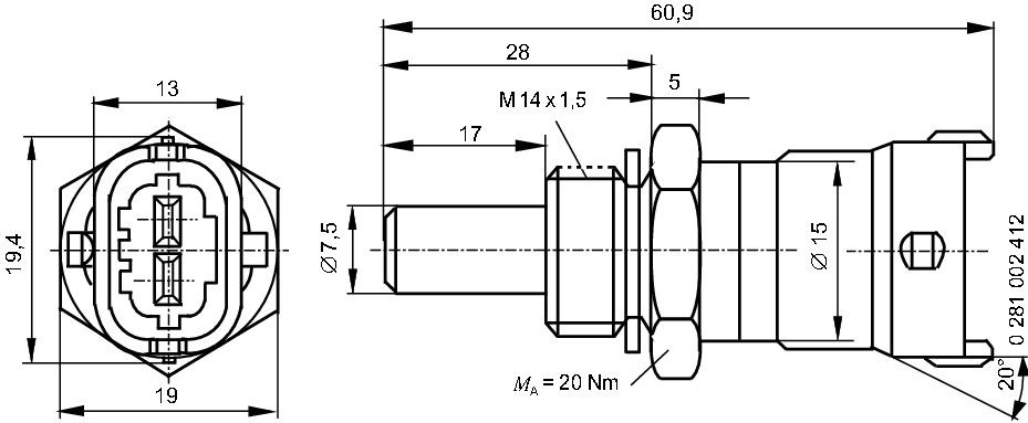 Sensor de temperatura del motor Bosch 0281002412