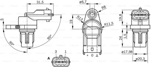 Comprar 0281002667 Bosch Sensor de posición del árbol de levas