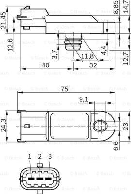 Sensor de presión de sobrealimentación 0281002996 Bosch