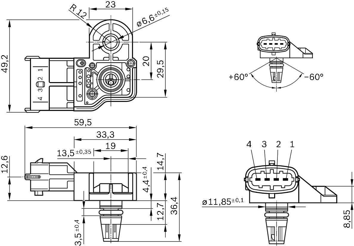 Sensor de presión del aire de admisión Bosch 0281006171