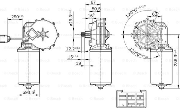 0986337451 Bosch Motor del limpiaparabrisas