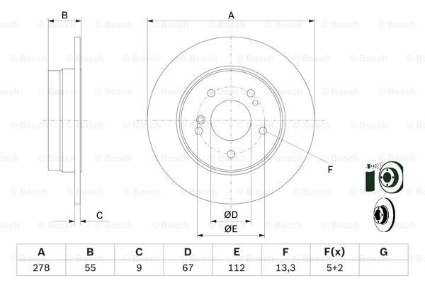 0986478325 Bosch Freno de disco trasero