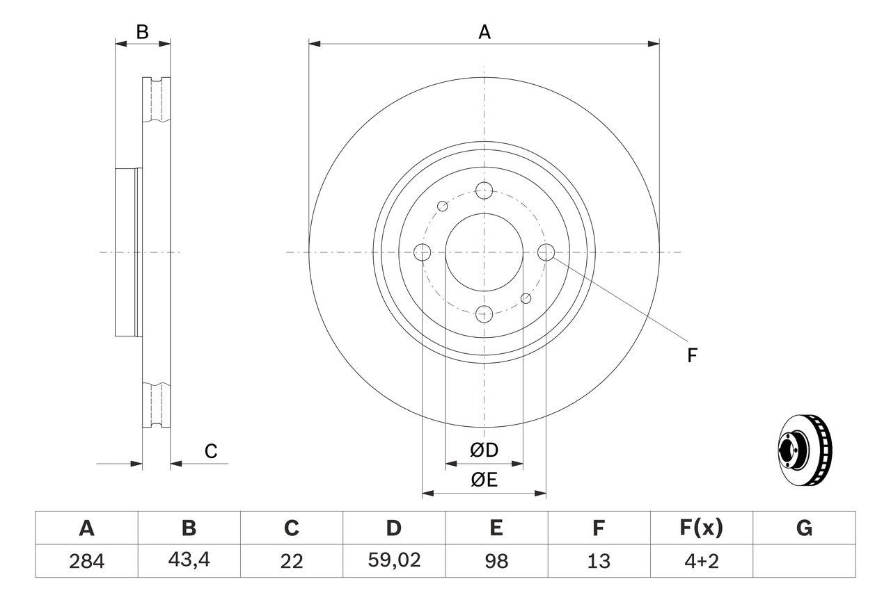 Comprar 0986478810 Bosch Freno de disco delantero
