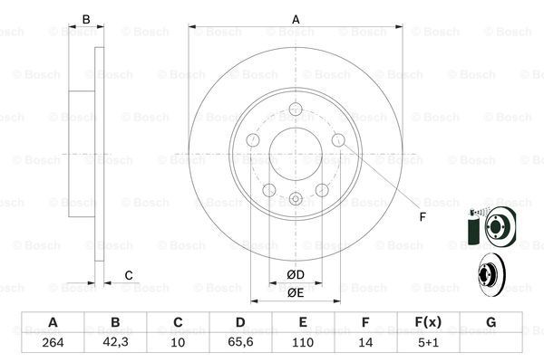 Disco de freno trasero 0986478884 Bosch