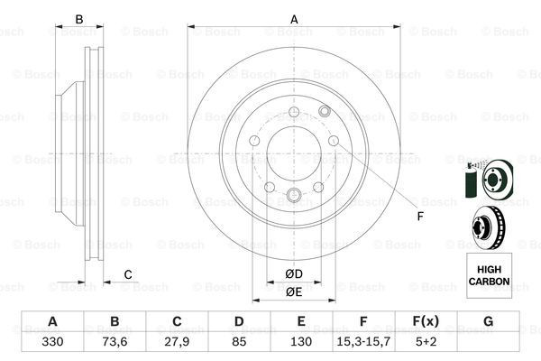 Disco de freno trasero 0986479095 Bosch