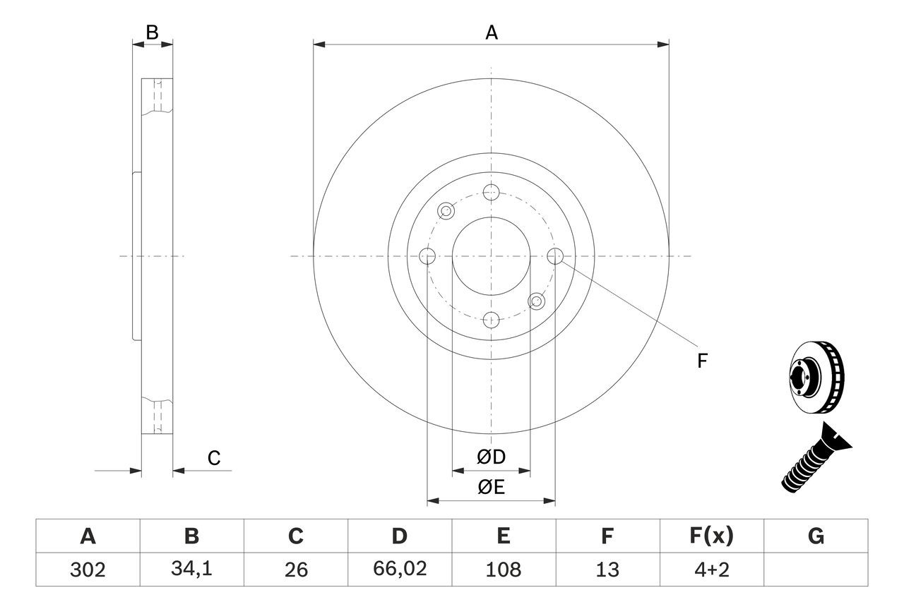 Disco de freno 0986479288 Bosch