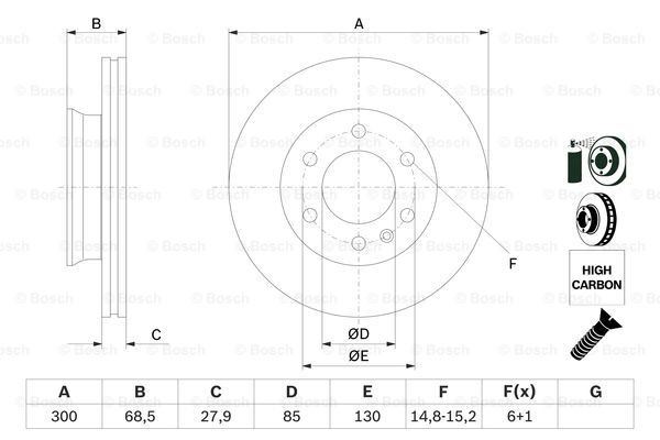 Disco de freno 0986479294 Bosch