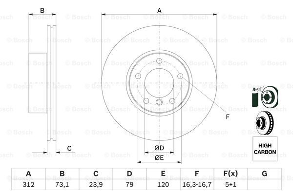 Disco de freno 0986479381 Bosch