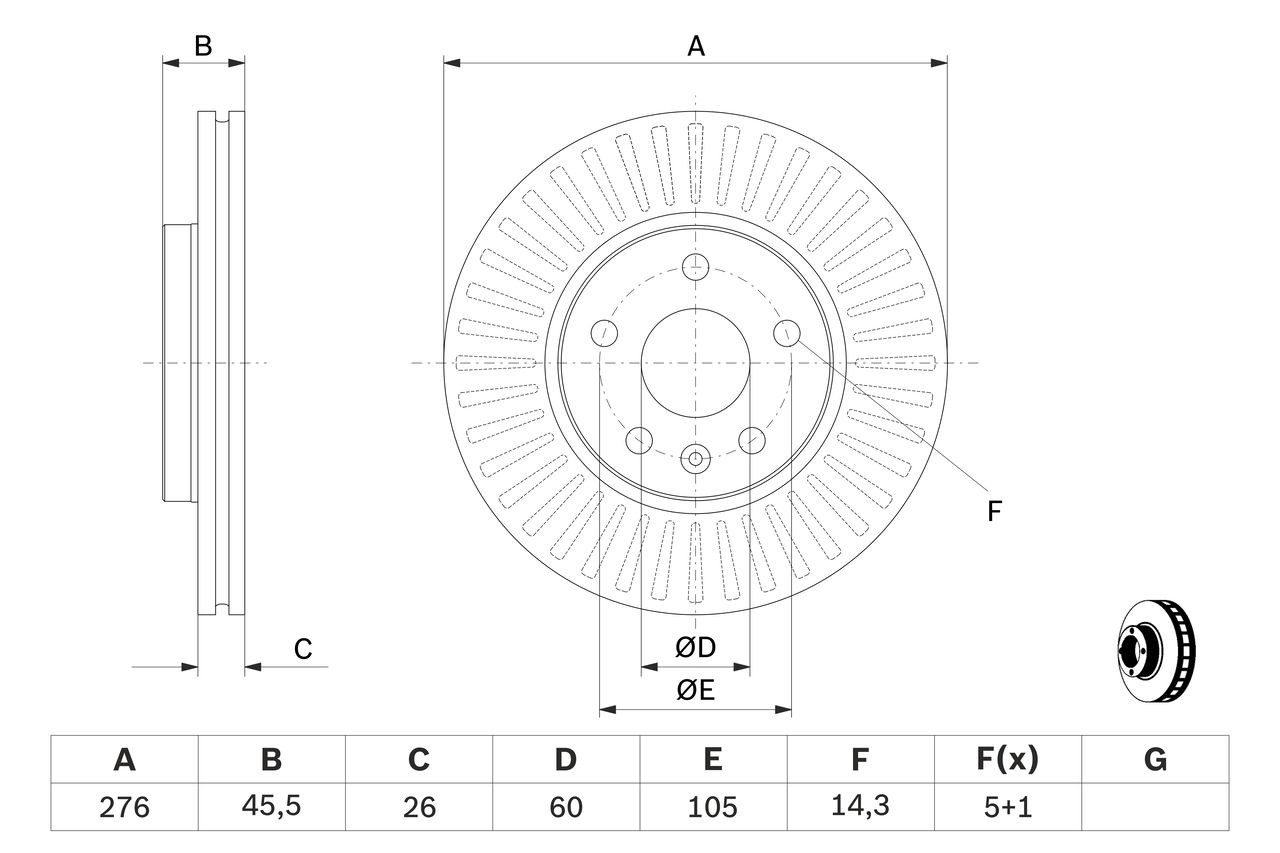 Comprar 0986479643 Bosch Freno de disco delantero