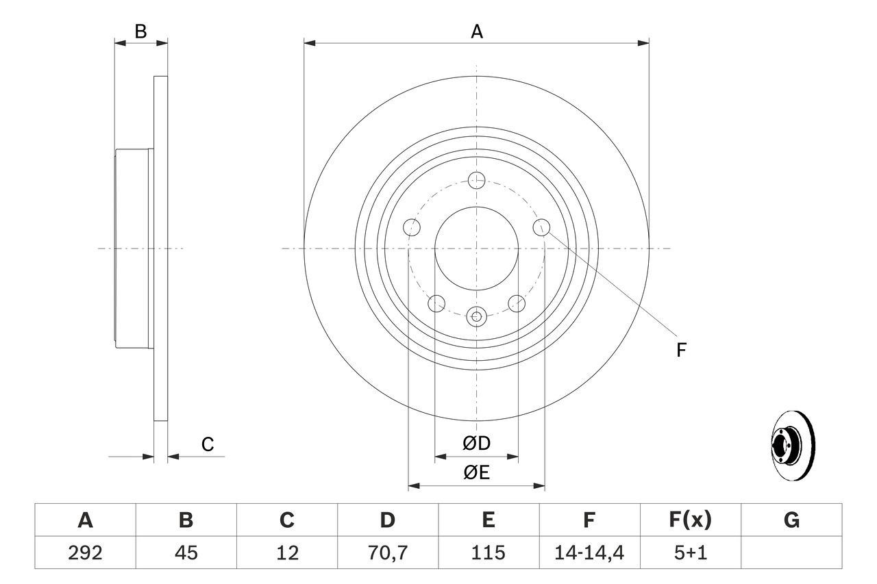 Comprar 0986479646 Bosch Disco de freno trasero