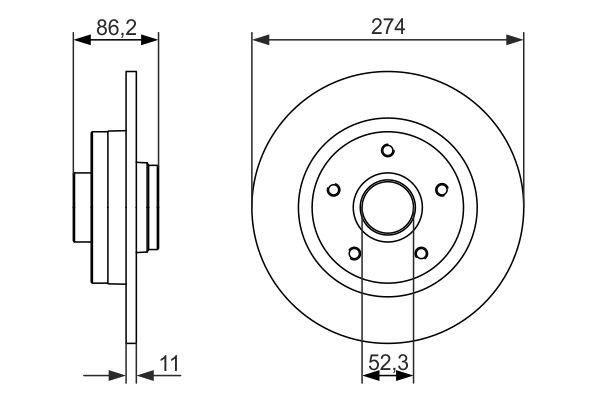 0986479682 Bosch Freno de disco trasero