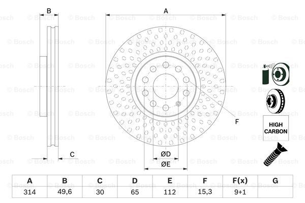 Comprar 0986479735 Bosch Freno de disco delantero