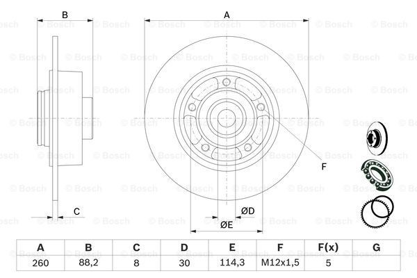 0986479761 Bosch Freno de disco trasero