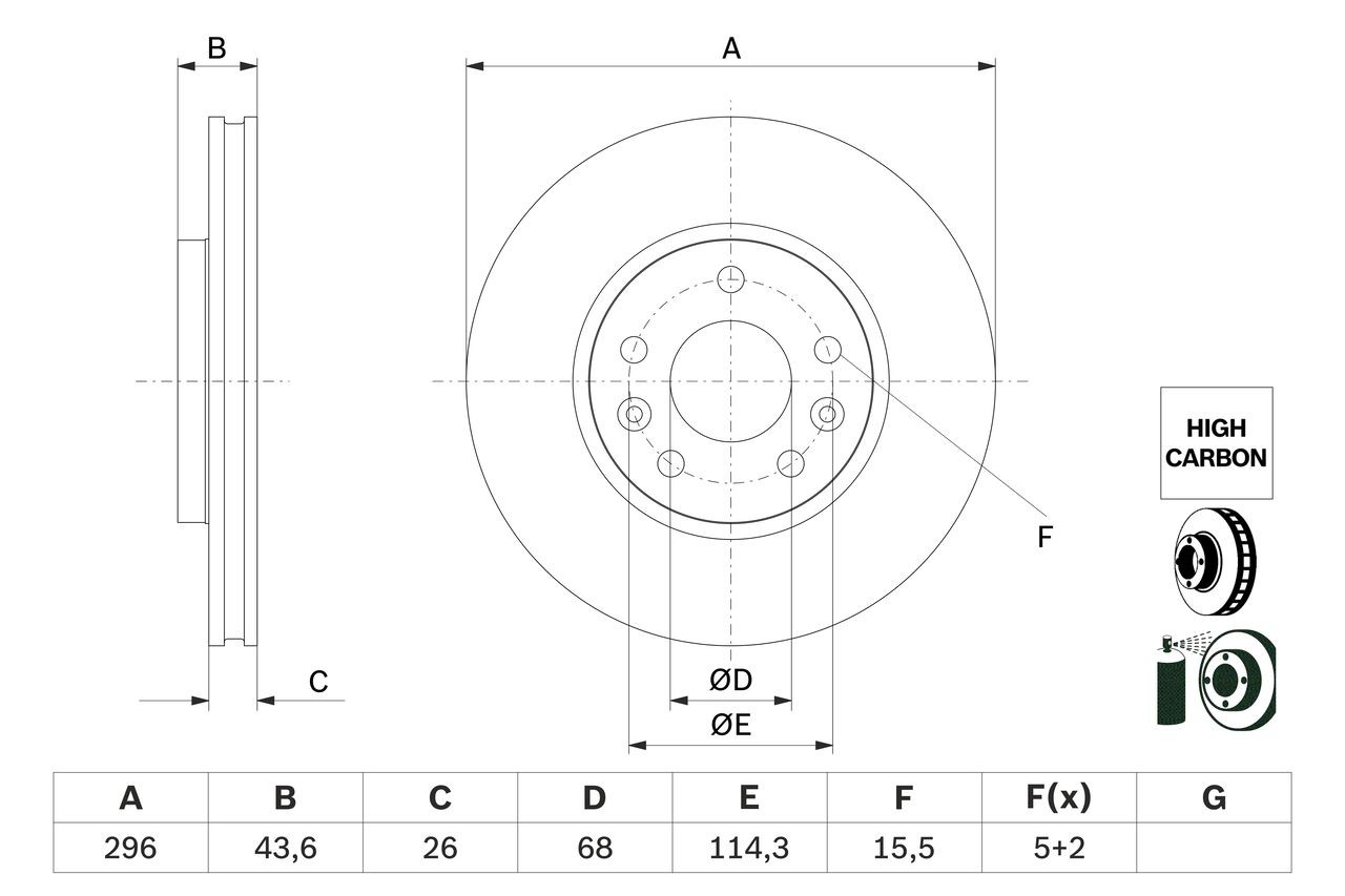 Comprar 0986479F05 Bosch Freno de disco delantero
